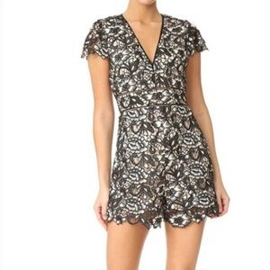 Alice + Olivia Black and White Lace Romper